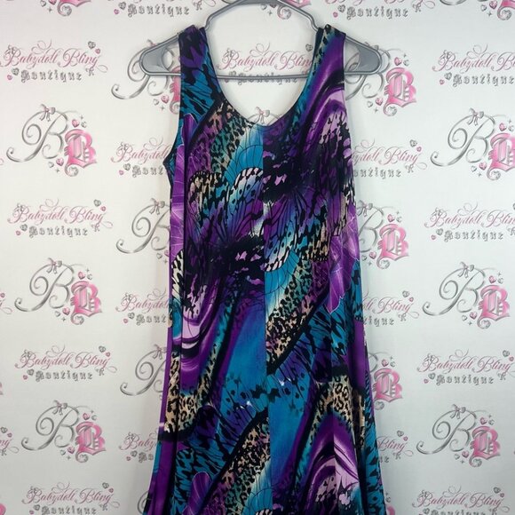 Dress butterfly wings 🪽 cheetah animal print purple blue black long dress - Picture 2 of 13